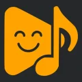 MYREELMUSIC Logo mit Playbutton, Smiley und Musiknote